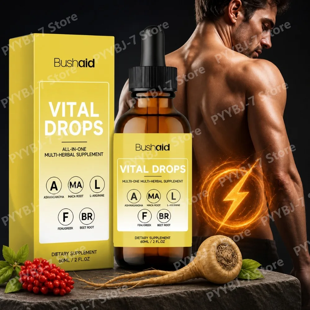 Bushaid Vital Drops With Maca, Ashwagandha, Beet Root & L-Arginine For Men Energy, Stamina & Vitality Support, Adults, 60ml