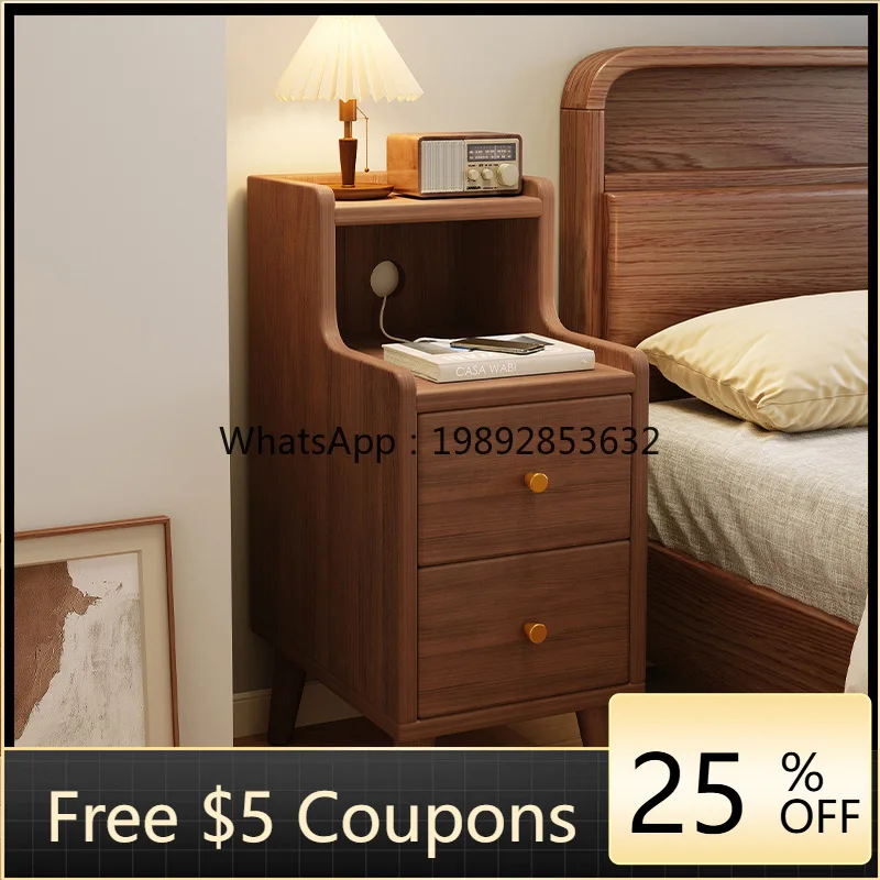 

HYS bedside table solid wood high-end bedside table new Chinese ultra-narrow bedside storage small cabinet