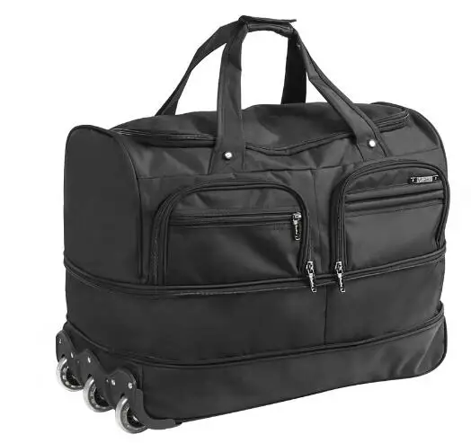 Sacos De Trole De Viagem De Grande Capacidade 80L Expansível Leve na bagagem de mão Saco de viagem impermeável com rodas Sacos de rolamento