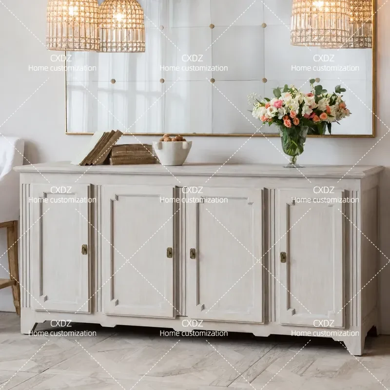 Rural Simple Modern Porch Cabinet Solid Wood Dining Sideboard Retro Storage Locker