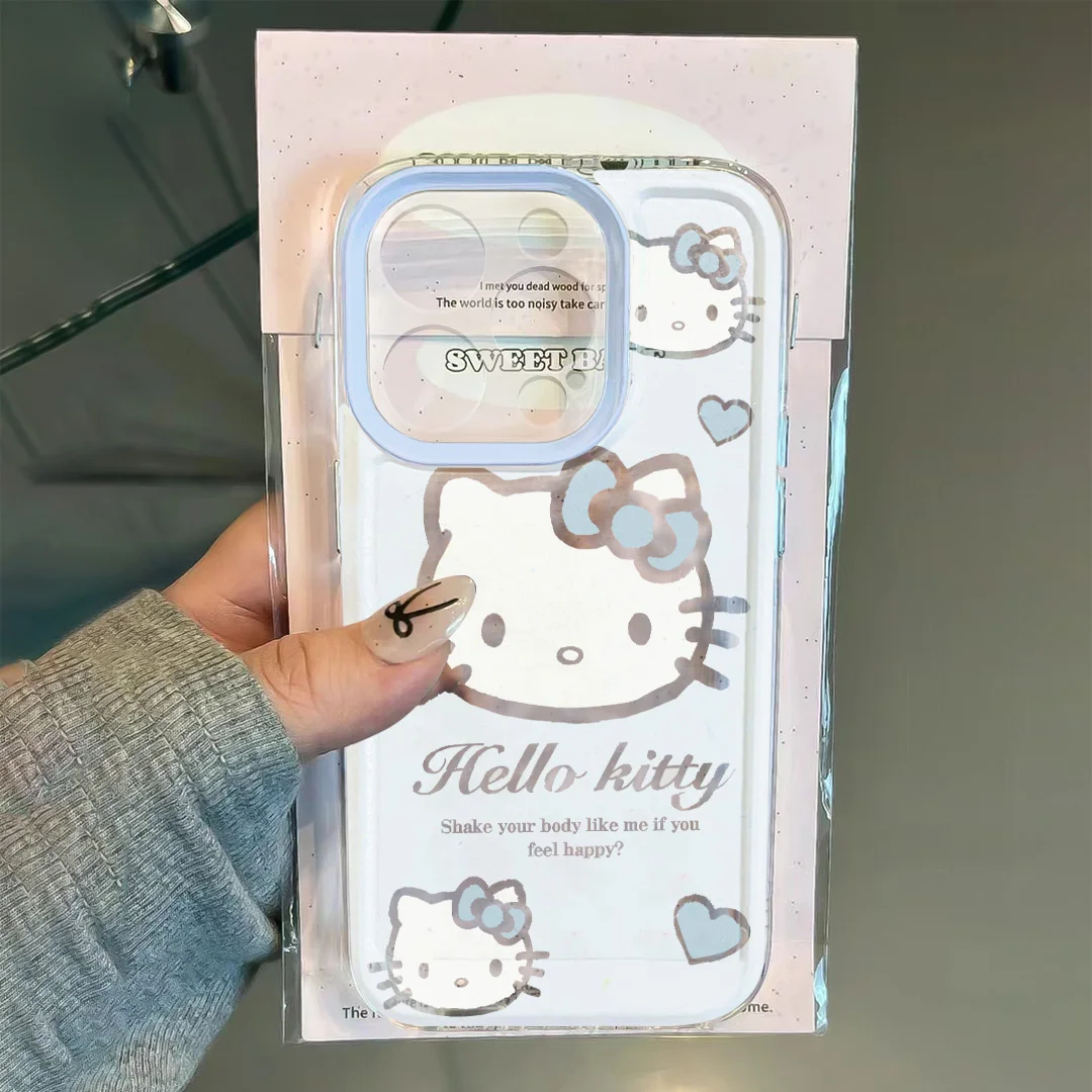 Hello Kitty Clear Space Phone Case for Vivo Y03 Y16 Y17 Y17S Y19 Y21 Y28 Y36 Y52S Y55S Y73S Y75 Y78 Y100 4G 5G Transparent Cover