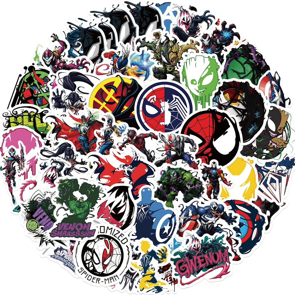 10/30/50pcs Disney Marvel The Avengers Venom Stickers Anime Decal Skateboard Laptop Motorcycle Phone Cool Waterproof Sticker Toy