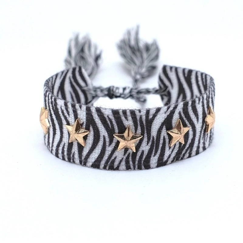 Handcrafted Bracelet Bohemian Wristband with Woven Tassel Star/Love-heart Accent