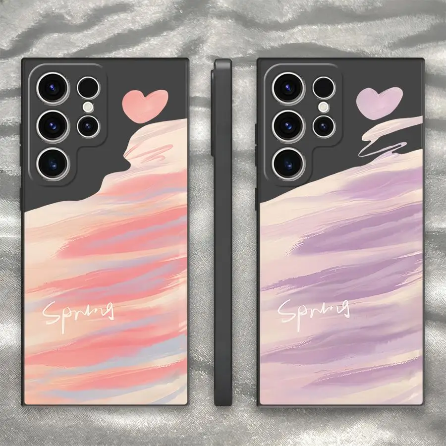 Case for Samsung Galaxy S26 Ultra S22 S23 Note 20 10 S24 S25 Plus S20 FE S21 Phone Cover Spring Pink Heart