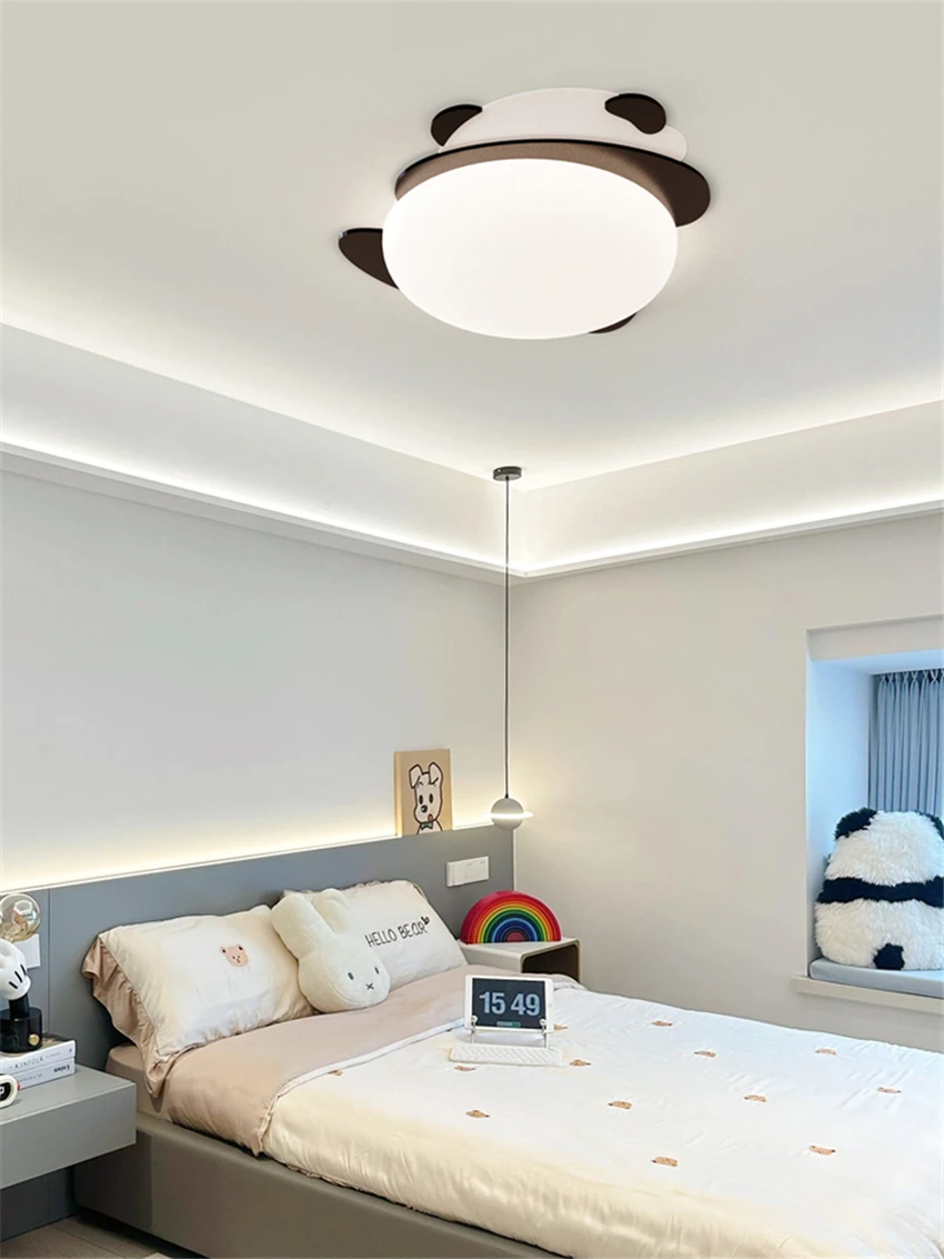 Modern Cartoon Panda LED Ceiling Light Children's Room Bedroom Living Room Dining Room Study Eye Protection Indoor Ceiling Lamp