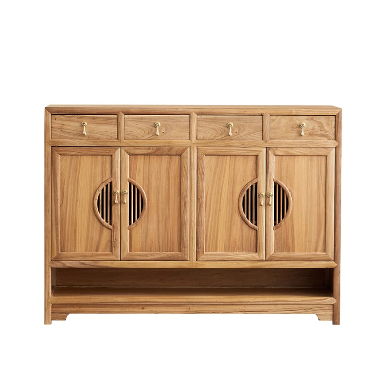 

New Chinese Style Home Entrance Cabinet Zen Solid Wood Hall Cabinet Modern Minimalist Dining Edge Low Cabinet