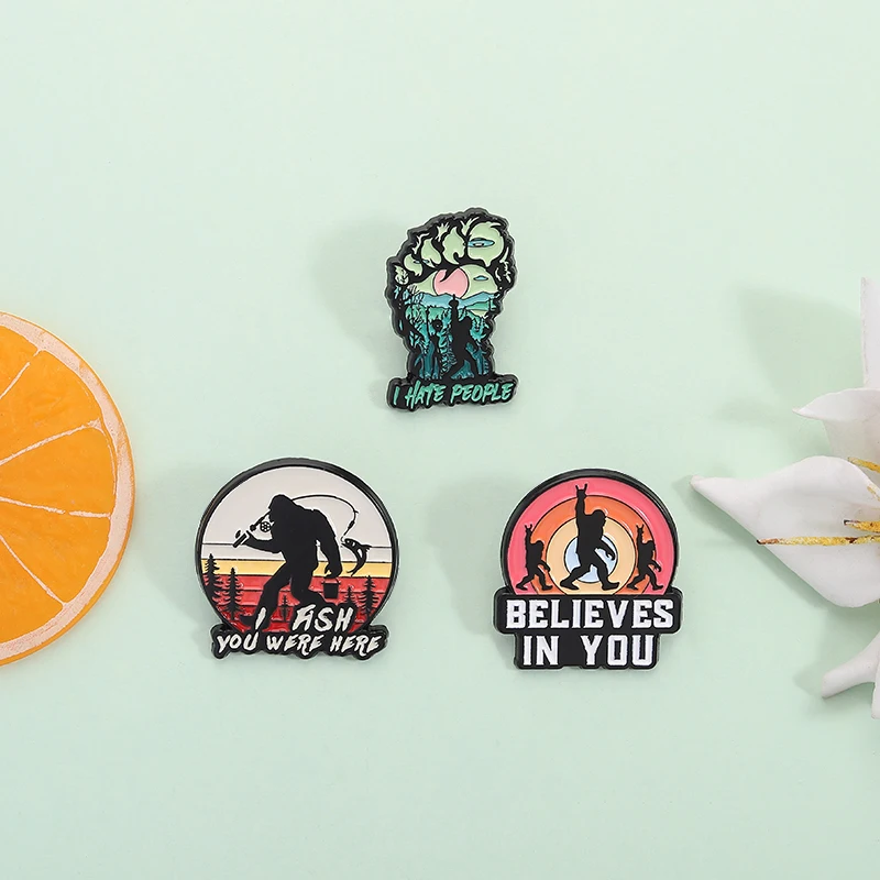 Bigfoot Believe In You Enamel Pin Cryptid Quest Sasquatch I Hate People Brooches Lapel Badge Fashion Jewelry Gifts for Friends