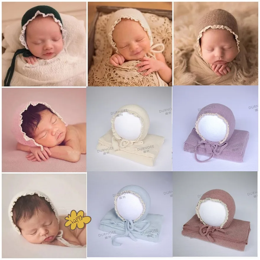 

Newborn Photography Porps Blanket Backdrop Baby Wraps Receiving Blanket Baby Hat Stretchable Fabric Fotografia Acessorios