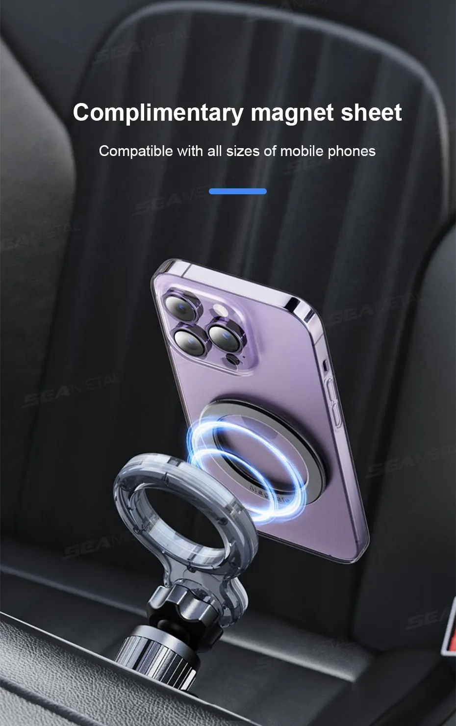 SEAMETAL Magnetischer Autotelefonhalter, 360-Grad-Drehung, verstellbar, Einhandbedienung, Luftauslass, Entlüftung, Handy-Unterstützung – Detail 18