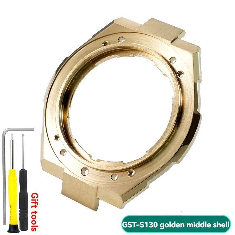 Für Casio GST-B100 GST-S130 Edelstahlgehäuse Mittleres Gehäuse Rückseitige Abdeckung Schrauben Metall Uhr Lünette Shell mit Werkzeuge Uhrenteile 5