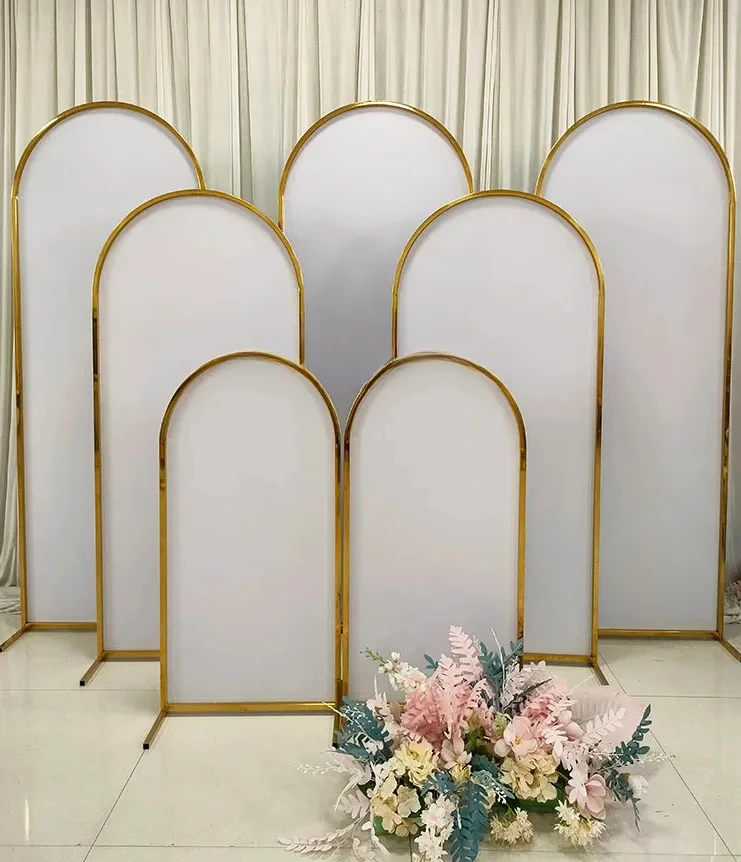 

High quality stainless steel metal arch and polyvinyl chloride wedding decoration set activity background