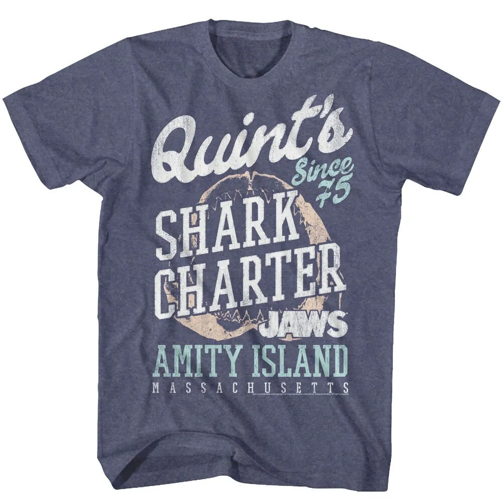 Jaws Quint'S Vintage Blue Heather Adult T Shirt