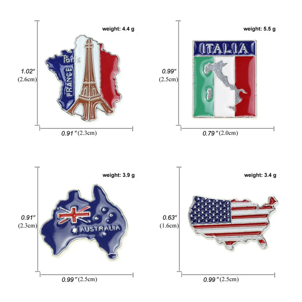 4pcs Creative Building-Shaped Travel Brooch Pins – Unique Costume Props & Small Gifts for Casual Wear