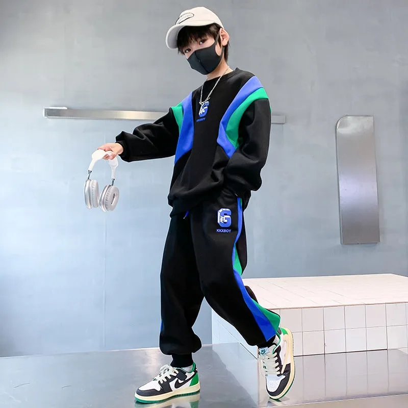 

Комплект свитшотов, осенне-зимний костюм для мальчиков и мальчиков, детская одежда, детская одежда для мальчиков, новинка 2025 года, 7–12 лет, комплекты с верхом и низом