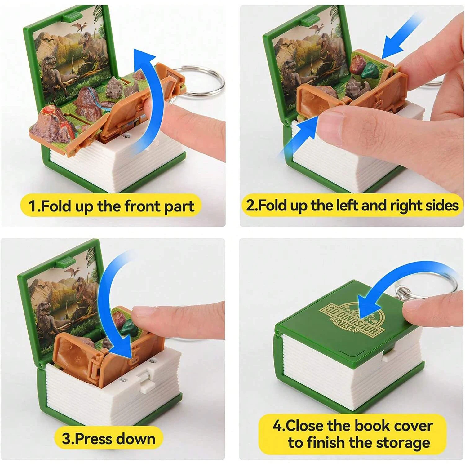 3D dinosaur folding book mini keychain space astronaut puzzle castle decompression creative toy