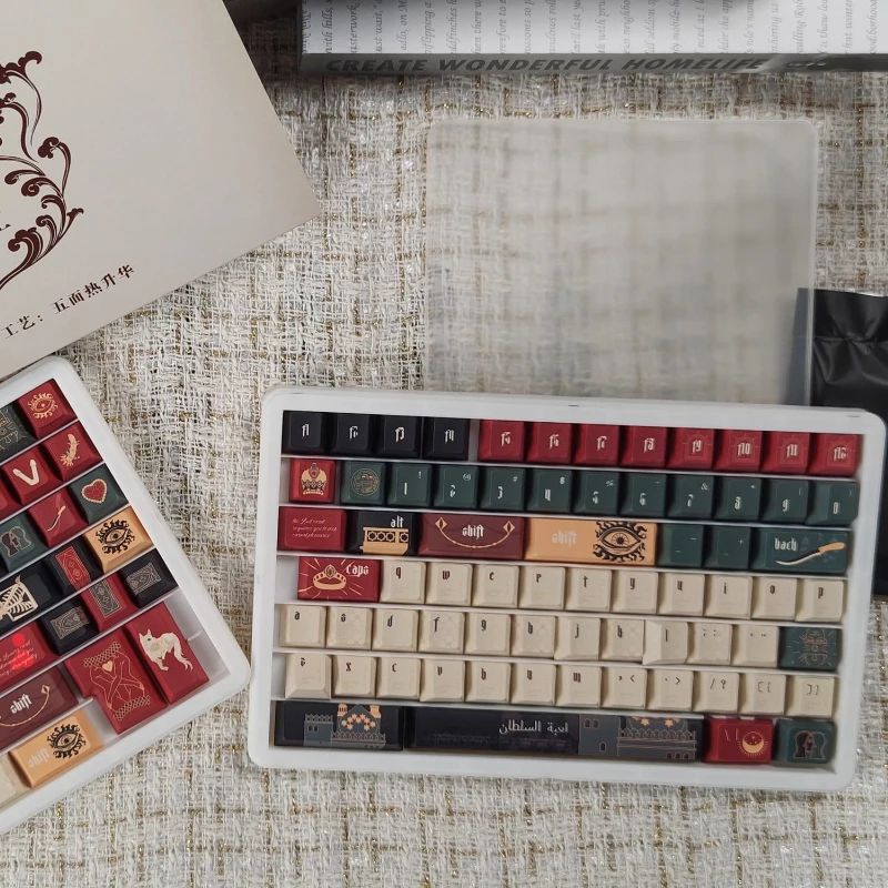 Mechanische Tastatur-Tastenkappen, individuelles Kirschprofil, PBT, fünfseitiger Sublimationsprozess, 141-Tasten für Gaming-Tastatur-Tastenkappen