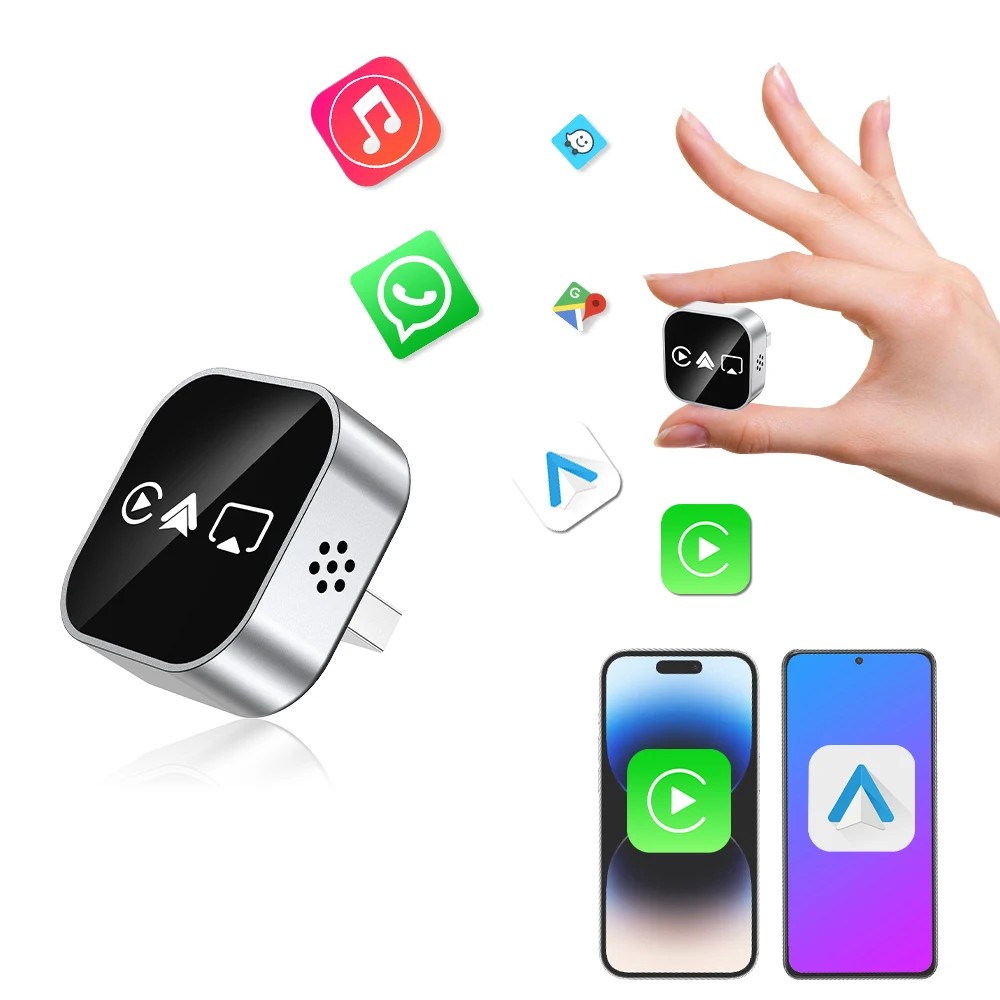 

Зеркание экрана Bluetooth-адаптер CarPlay 4-в-1 Беспроводной интеллектуальный разъем Автомобильный адаптер Plug-and-Play 2026 Новая обновленная версия