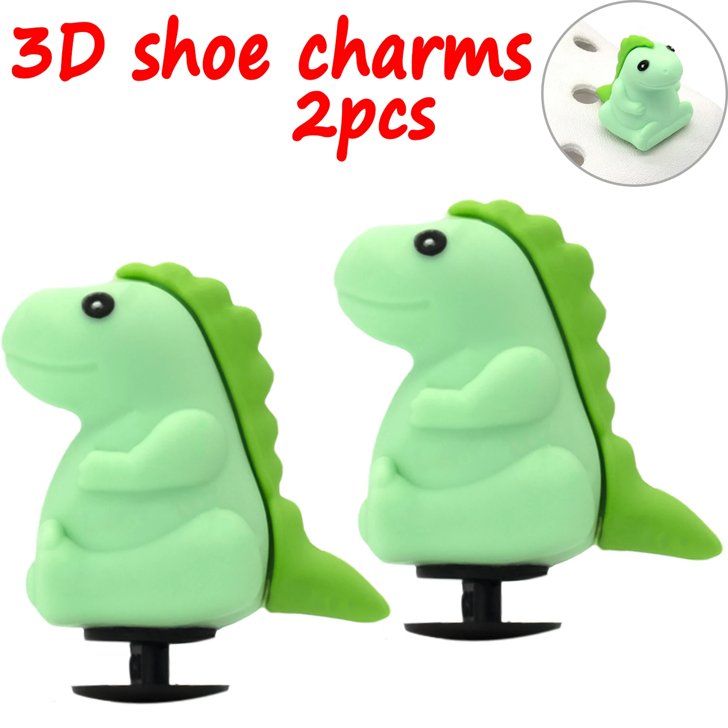 2 Stück 3D niedliche Tier-Schuhanhänger, Ente, Biene, Dinosaurier, Hund, Schuhdekorationen, Panda, Kuh, Anstecknadeln für Mädchen, Jungen, Kinder, Geschenke, Clog-Schnalle – Detail 17