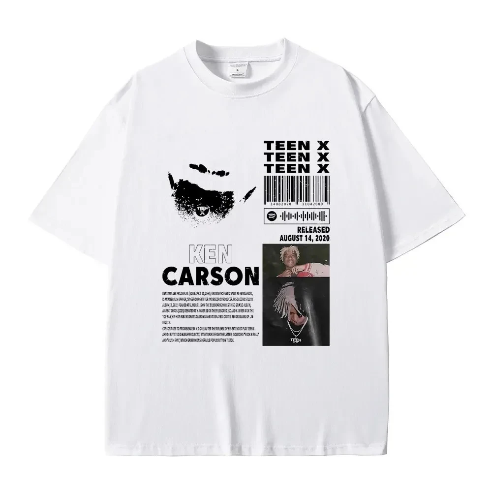 Rapper Ken Carson Teen X Music Album Graphic T-shirt Playboi Carti Opium Print T Shirts Men Women Hip Hop Oversized 71709