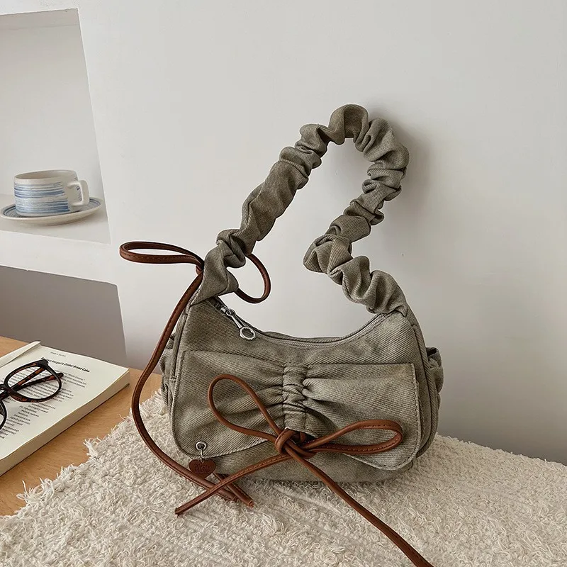 

Bow Pleated Strap Underarm Shoulder Bag,Women Hobo Crossbody Bag,Cute Bowknot Sling Bag,Fashion Everyday Commute Travel Purse