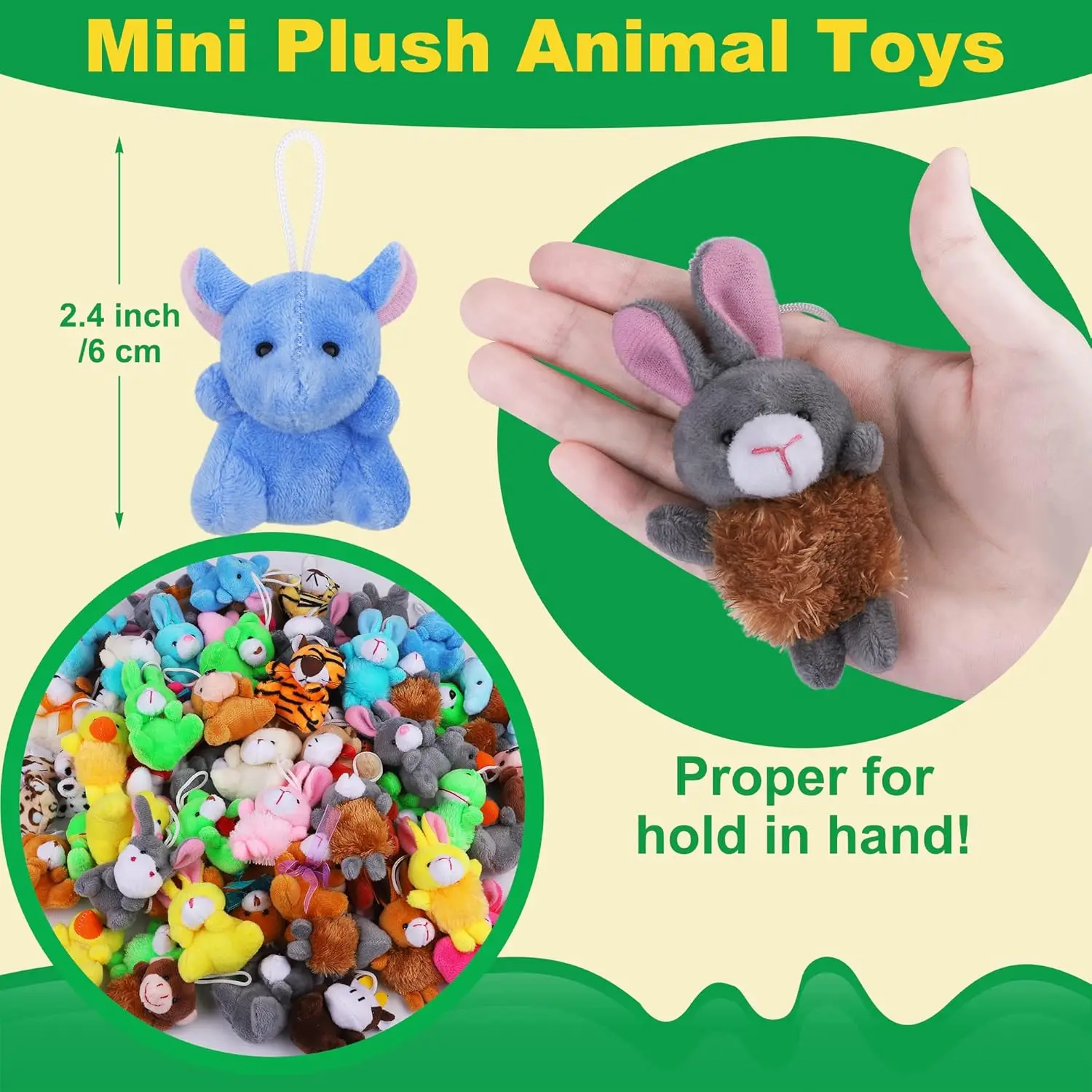 24-120pcs Mini Plush Stuffed Animal Bulk Small Animal Toys Gifts Favor Tiny Plush Keychain Animals For Party Easter Egg Filler