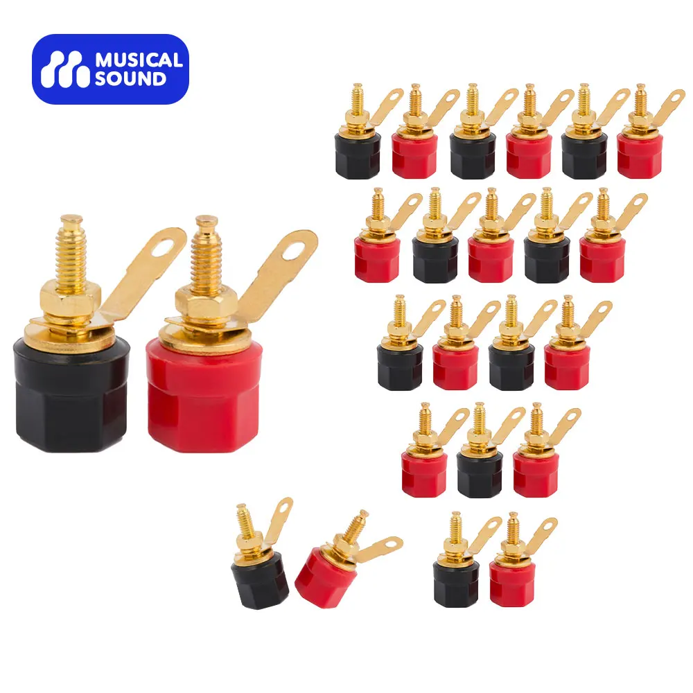 Musical Sound Gold Plated Copper Speaker Binding Post Banana Plug Socket for Speaker Wire Amplifier Terminal Binding Post