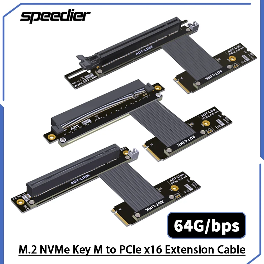 

Подъемник M.2 для NVMe SSD To PCIe 4.0 X16 Riser Card Turn 90 Угловой удлинитель видеокарты M2 NGFF M Key To PCI E 4.0 X4