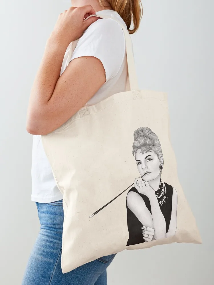 

Jennifer Morrison as Audrey Hepburn (black & white) Tote Bag custom tote canvas Big women Customizable