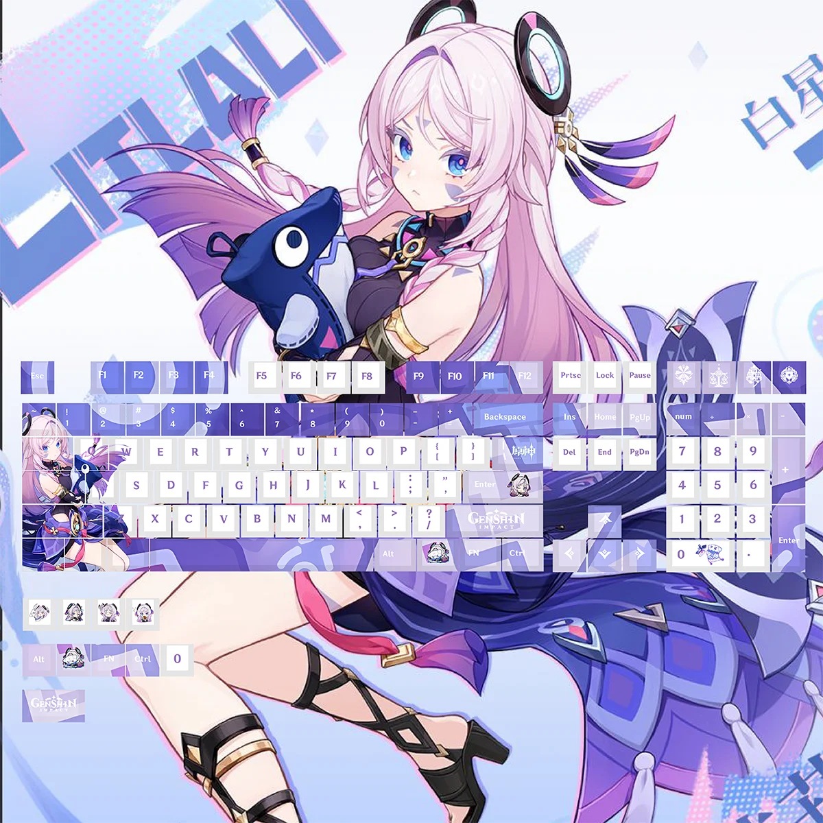 

118 клавиш, колпачок для ключей, аниме, Citсла, экшн-фигурки Genshin Impact, тематическая игра, мультяшная механическая клавиатура, украшение для подарка