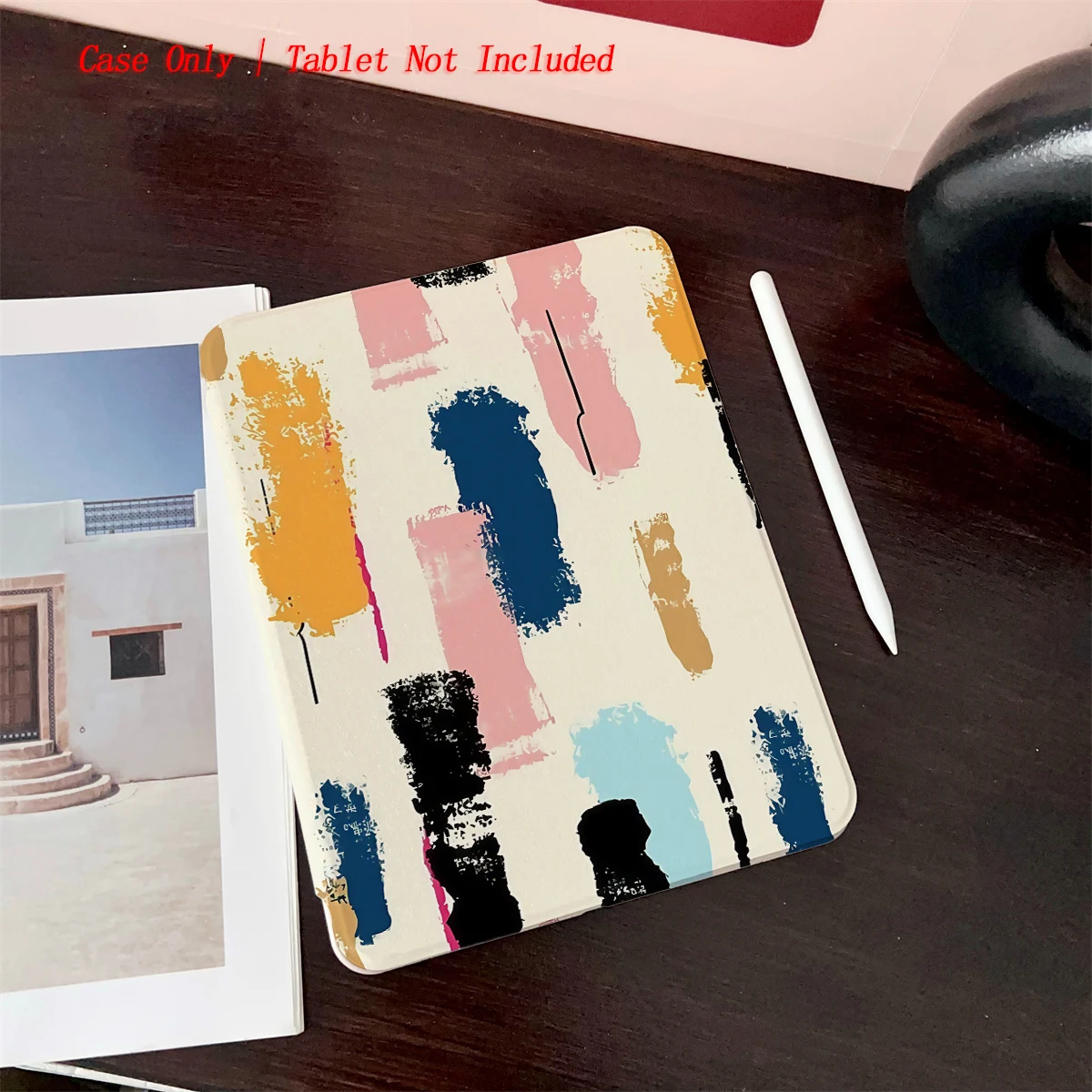 

8. Чехол для iPad с принтом в свежем стиле, 360° ° Вращающаяся подставка и слот для ручки, стиль книги, автоматический режим сна/пробуждения, совместим с различными Apple iPad