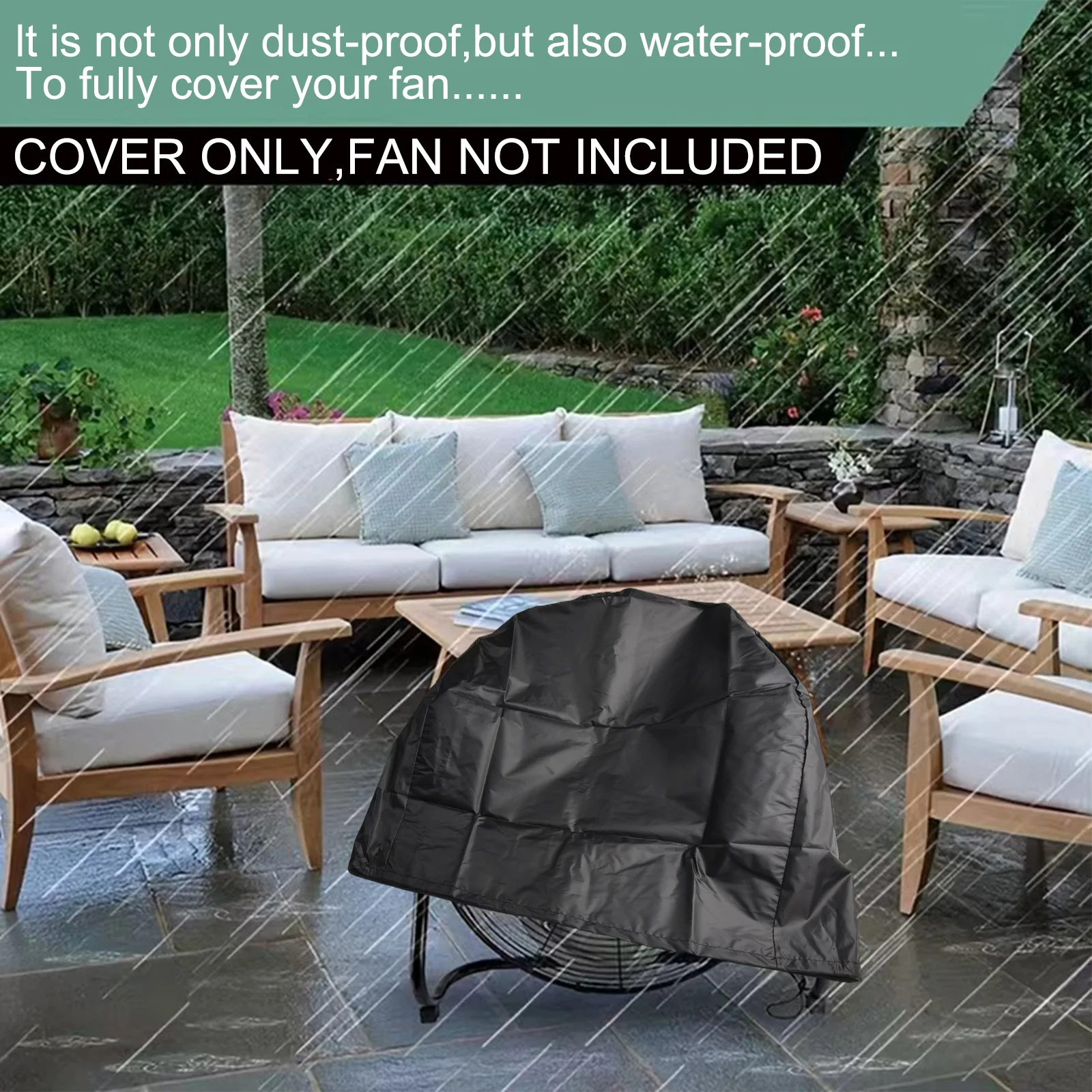 Black 210D Oxford Cloth Foldable Fan Cover 61x19x61cm Sunproof Dustproof Protection For Industrial Floor Table Electric Fans