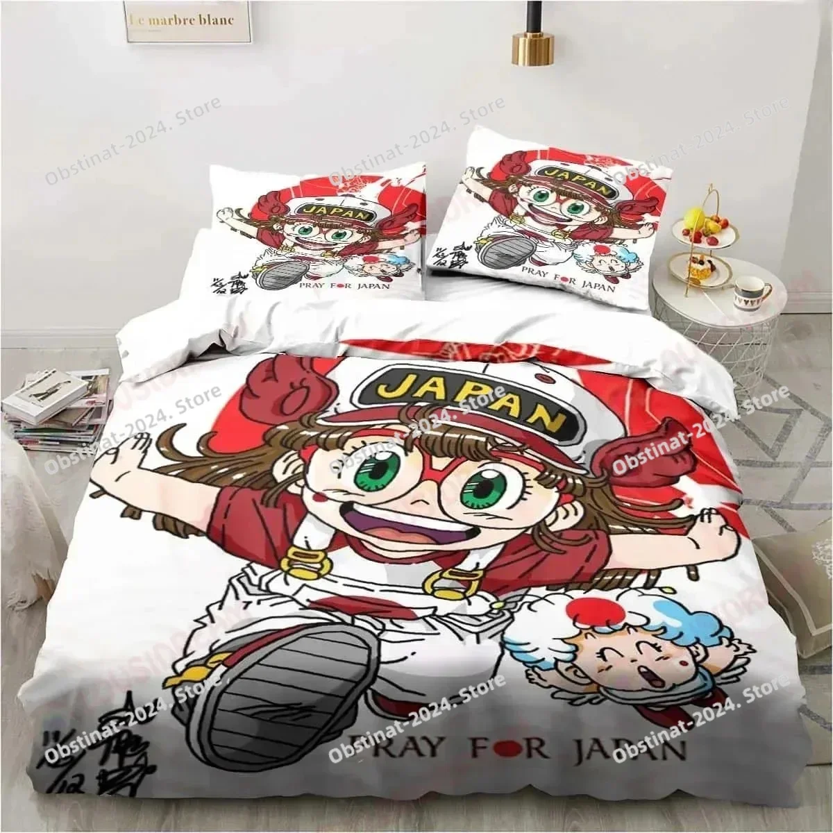 

3D Cartoon DR S-Slump Arale Bedding Set Duvet Cover Full Queen King Size Pillowcase Bed Printed Aldult Kid Bedroom Single Twin