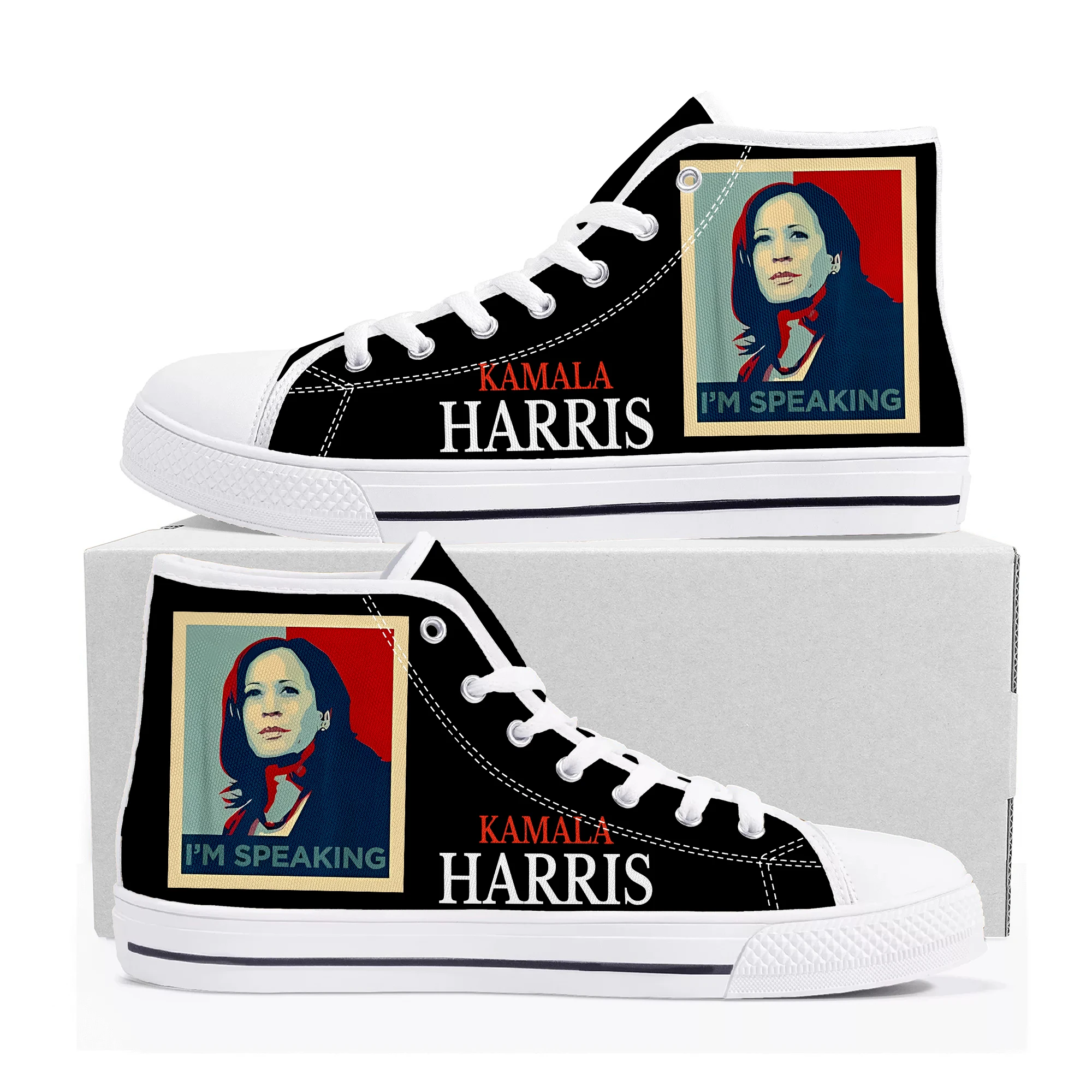 

Kamala Devi Harris 2024 I'm Speaking Joe Biden High Top Sneakers Mens Womens Teenager Canvas Sneaker Casual Customize Shoe