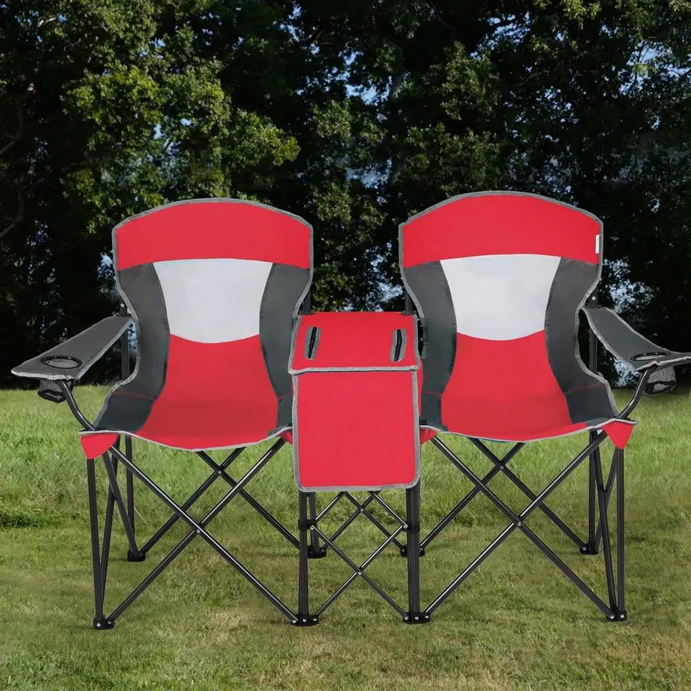 

Portable Folding Camping Canopy Chairs W Cup Holder Cooler Outdoor Red Blue Turquoise