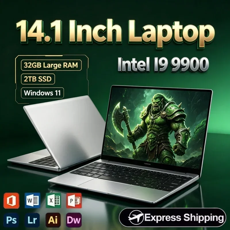 2026 New 14.1 Inch High Performance Intel I9‑9900 Notebook Windows 11 32GB RAM 2TB SSD Portable Laptop For Home Daily Use