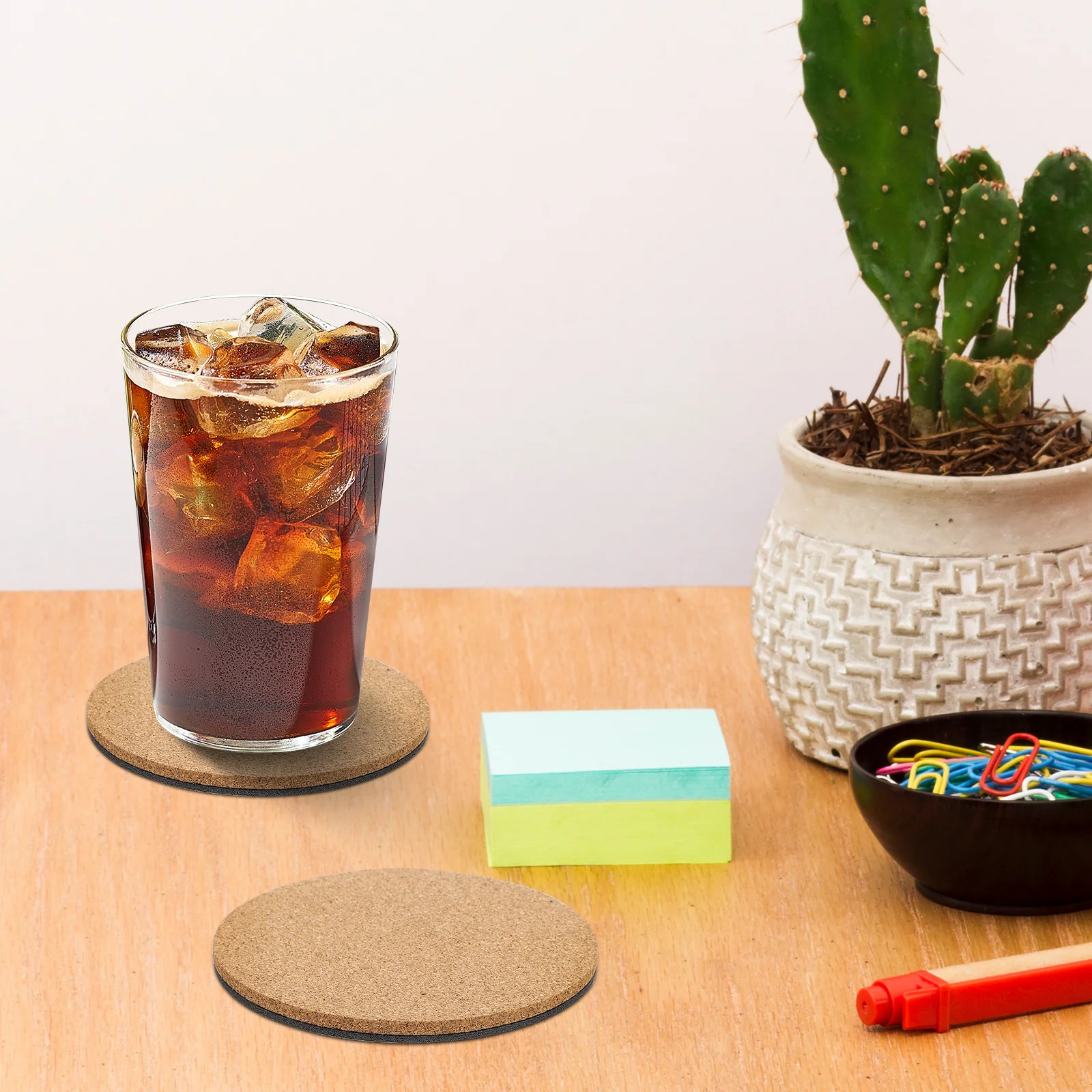 

8 Pcs Plants Cork Coasters Hot Pads for Kitchen Desk Placemat Absorb Water Beverage Beige Absorbent Drinks