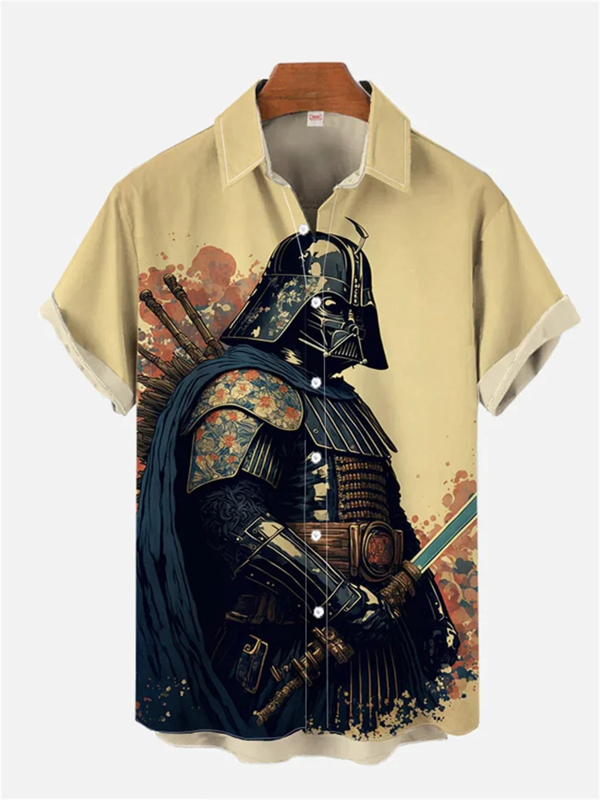 Herren hemd mysteriöser Rücken druck bequemes Herren-Revers oberteil Sommer neues Herren-Kurzarmhemd groß, locker