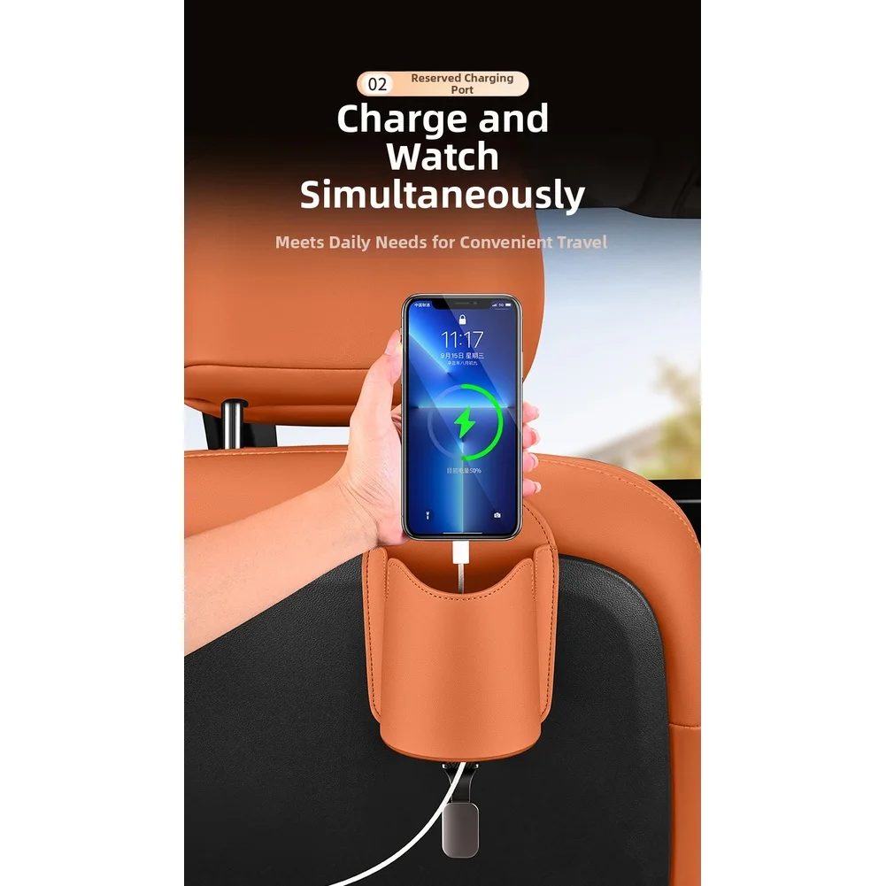 

Car Seat Hook Organizer with Phone Holder Slot and Cup Storage Designed for Practical Vehicle Interior Storage Solution