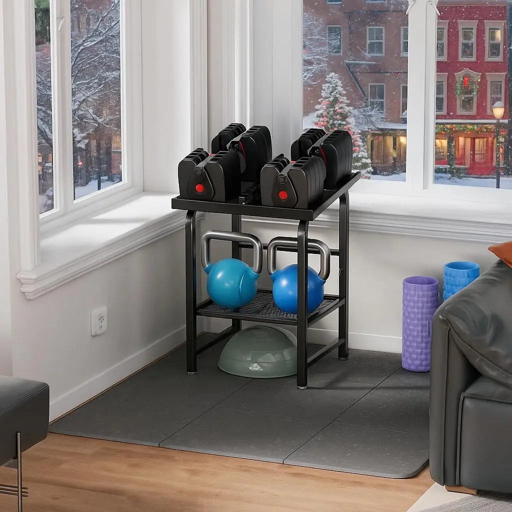 Heavy Duty Stand Holds Kettlebell Dumbbell Weight Capacity 500 Lb Home Gym Rack