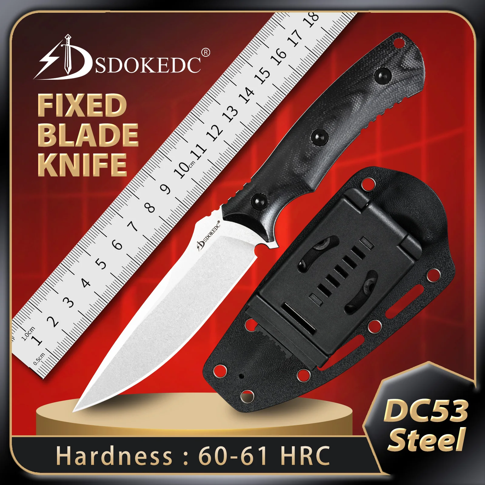 

SDOKEDC Fixed Blade Knife unique knives Edc Multitool DC53 Steel Micarta Handle Camping Knife Box Cutter Outdoor Mens Gifts