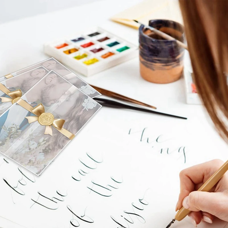 200 Pack Bulk Transparent Paper Envelope Liners Pre-Folded Packaging, Wedding Cards,