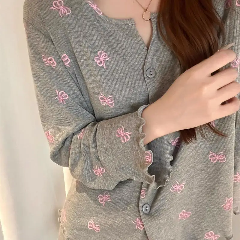 Fashionable and Fresh Women's Long Sleeved Long Pants Pajamas Spring New Cute and Sweet Girl Set Comfortable Student Home Clothe