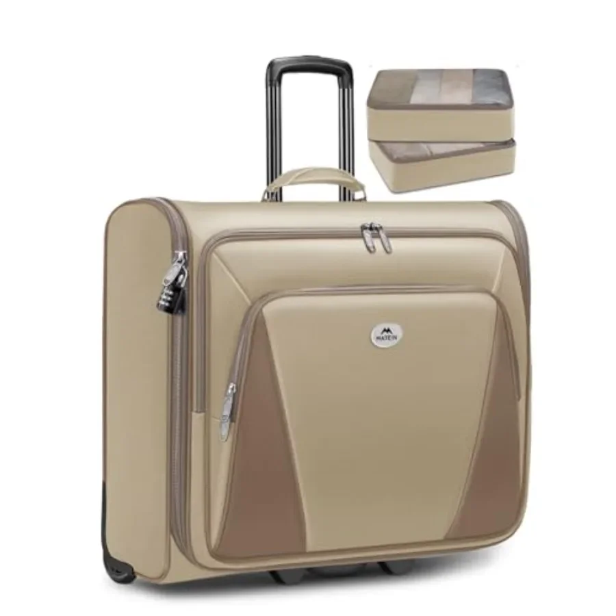 

Garment Bag with Wheels for Business Travel, Softside Foldable Suit Carrier in Black, Lightweight Durable Polyester with Smooth