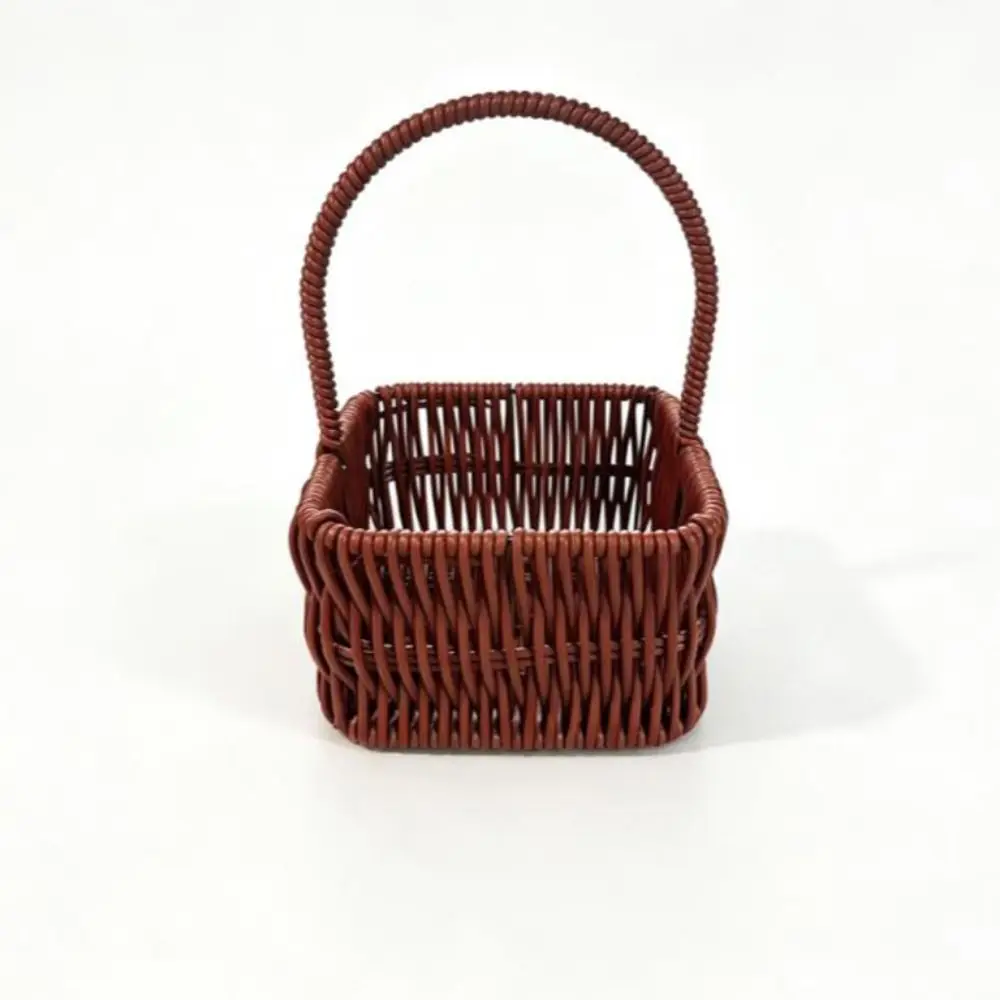 with Handle Imitation Rattan Handhold Handwoven 4 Styles Braid Storage Baskets Household Vegetable Fruit Flowers Holder