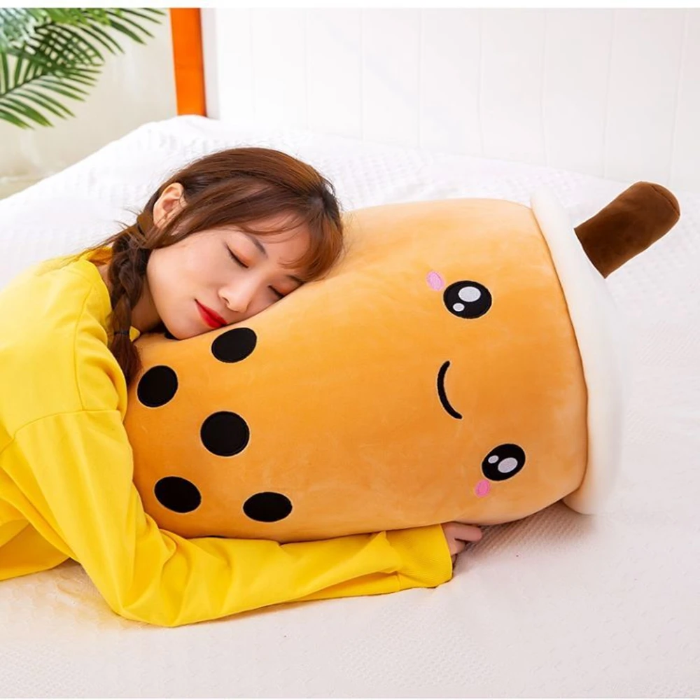 Creative Net Red Milk Tea Pillow Plush Toy Kawaii Expression Bubble Tea Habit Soft Bag Sleeping Pillow Festival Gifts For Child