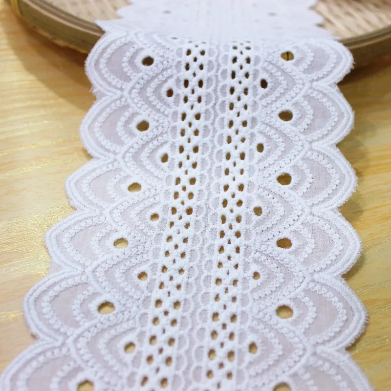 Cotton Embroidered Flowers Lace, Guipure Ribbon, White, Dress Clothes, Sewing Collar Trim, Handmade DIY Lace Material