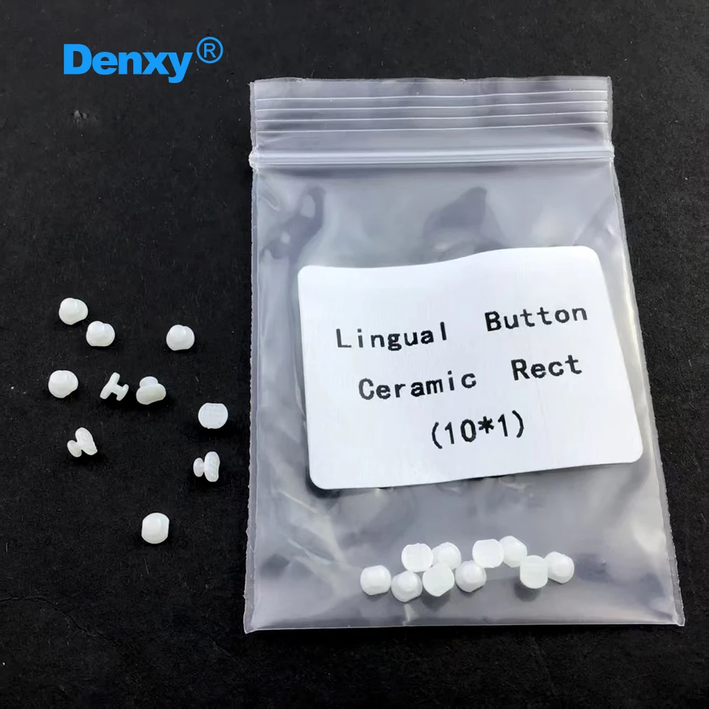 DENXY 20 Stück orthodontische Keramik-Lingualknöpfe, weiße rechteckige Knöpfe, klebbare Anwendungen, Dentalmaterialien – Detail 6
