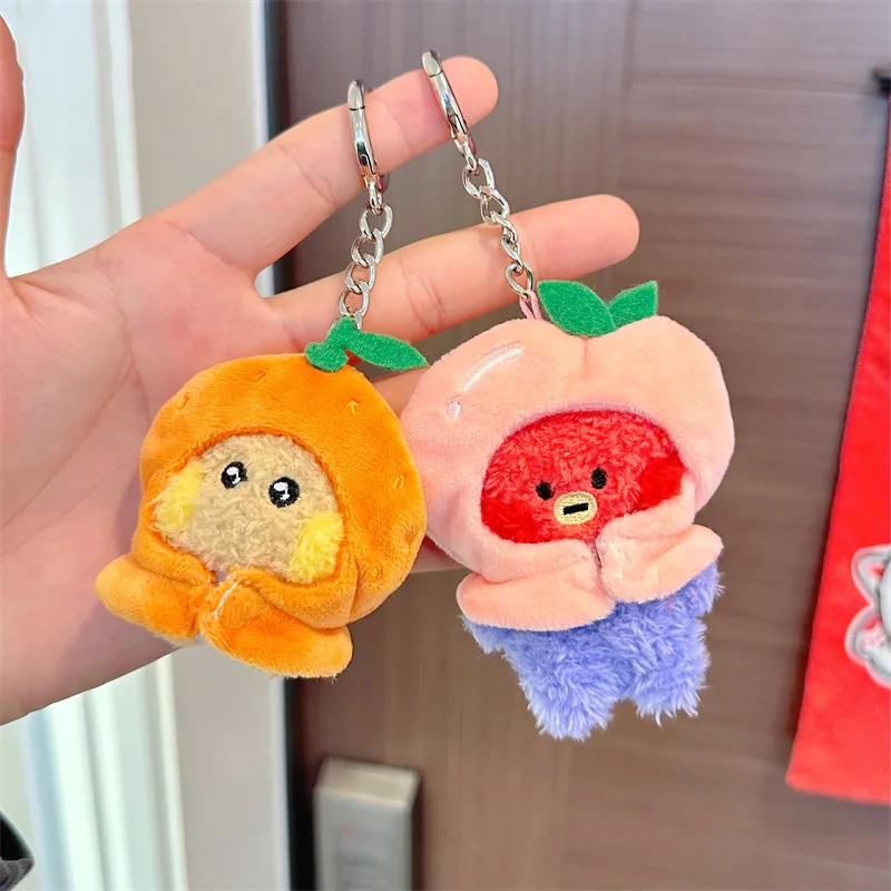 Anime Kawaii BT21 Plush Pendant Keychain Cute Cartoon Fruit Headband Series Keychain Accessories Bag Pendant Birthday Gift