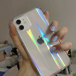 Ultra thin Transparent laser aurora soft siliconePhone Case For iPhone 13 12 Pro Max 7 8 Plus X XS XR 11 MiNi SE 3 2 Clear Cover