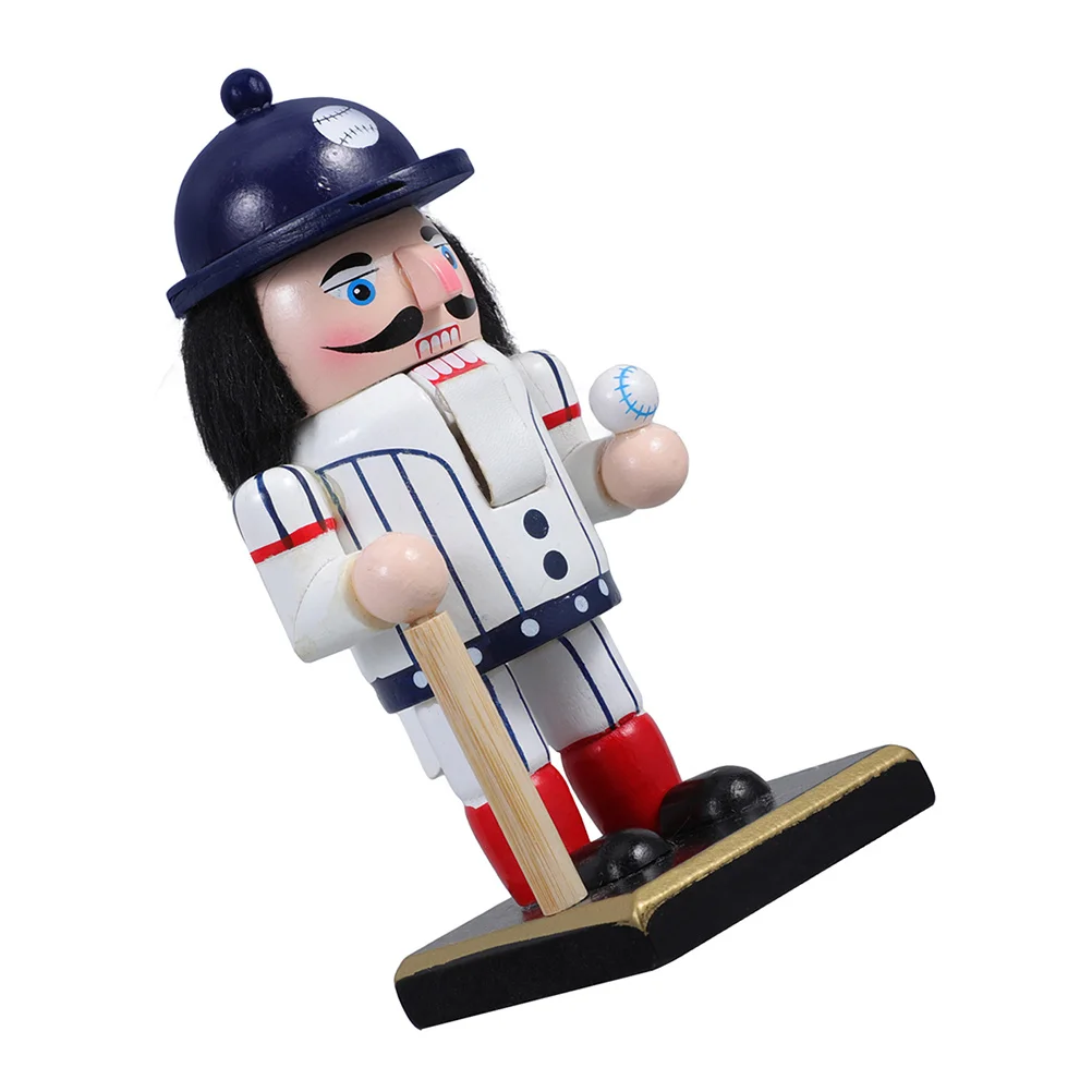 

Baseball Decorative Ornaments Holiday Nutcracker Player Home Small Desktop Wood Cute Child